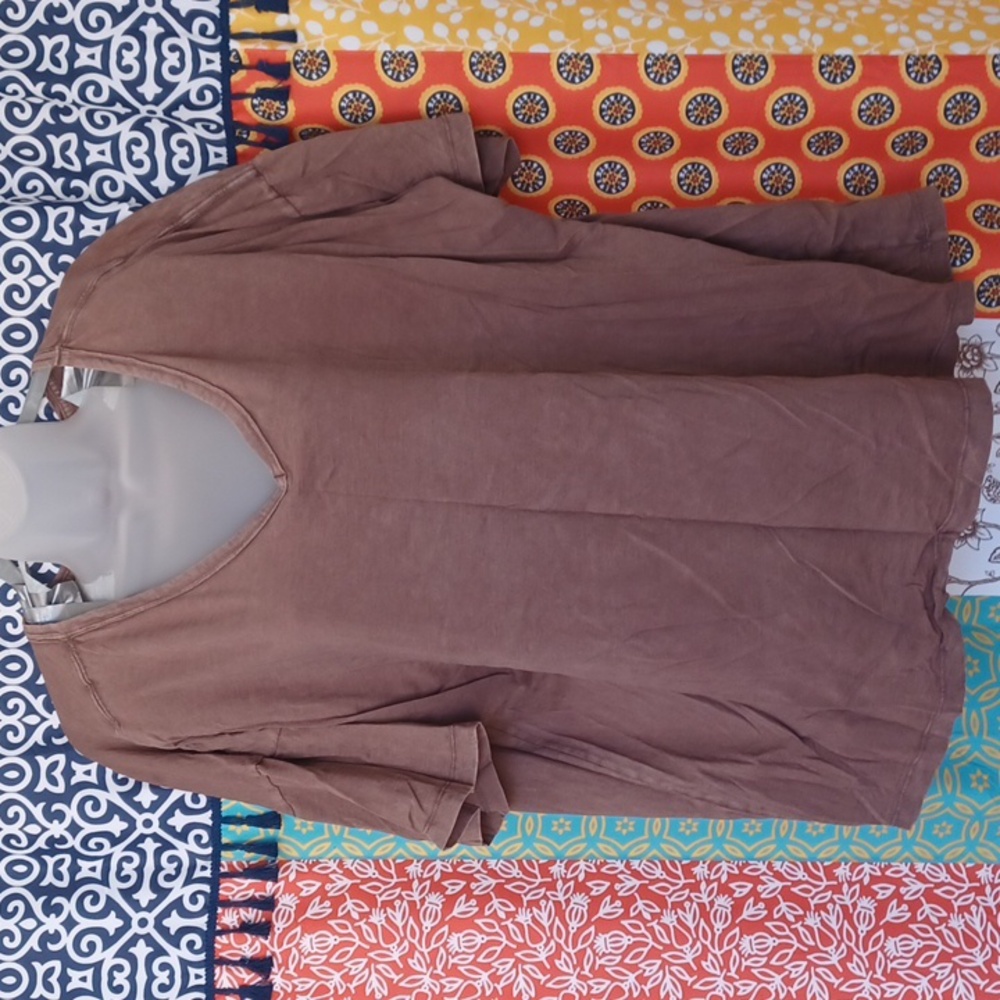 AERIE Boyfriend Distressed Oversized Tshirt XXL Chocolate Brown